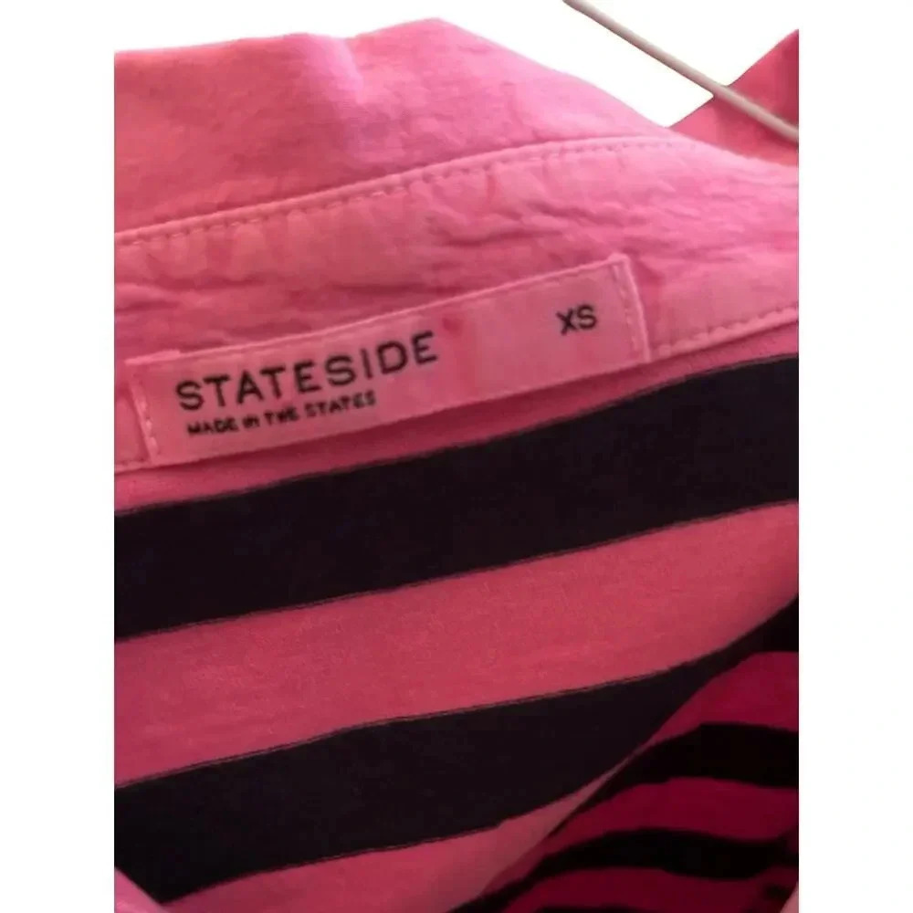 Stateside Black & Pink Striped Jersey Rugby Polo Shirt Top Size XS - Picture 5 of 5